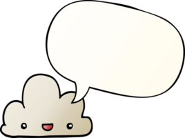 cartoon tiny happy cloud and speech bubble in smooth gradient style png