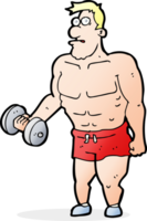 cartoon man lifting weights png