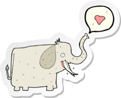 klistermärke av en tecknad serie elefant med kärlek hjärta png