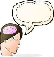 tête de dessin animé avec le symbole du cerveau avec bulle de dialogue png