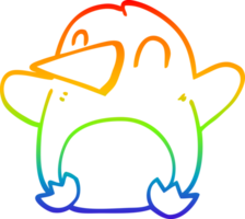 rainbow gradient line drawing cartoon dancing penguin png