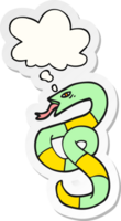 cartoon snake and thought bubble as a printed sticker png