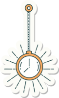 sticker of tattoo style gold pocket watch png