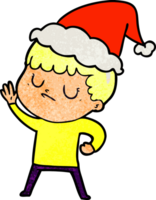 Strukturierter Cartoon eines mürrischen Jungen mit Weihnachtsmütze png