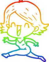 regenbooggradiënt lijntekening cartoon gelukkige vrouw png