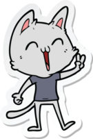 sticker of a happy cartoon cat meowing png