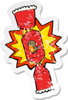 retro distressed sticker of a exploding christmas cracker png