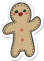 sticker of a cartoon gingerbread man png