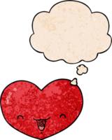 cartoon love heart character and thought bubble in grunge texture pattern style png