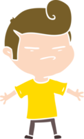 flat color style cartoon cool guy with fashion hair cut png