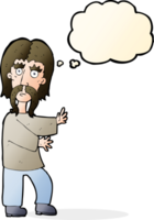 Cartoon-Schnurrbart-Mann mit Gedankenblase png