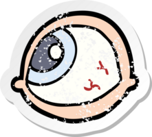 distressed sticker of a spooky staring eyeball cartoon png