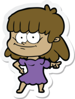 sticker of a cartoon smiling woman png