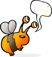 cartoon happy bee with speech bubble png