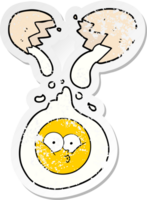 distressed sticker of a cartoon cracked egg png