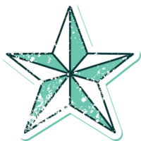 distressed sticker tattoo style icon of a star png
