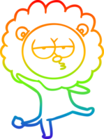 rainbow gradient line drawing cartoon dancing lion png
