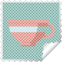 koffie kop grafisch illustratie plein sticker postzegel png