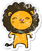 distressed sticker of a cartoon lion png