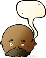 dessin animé homme chauve avec moustache avec bulle de dialogue png