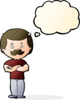 cartoon manly mustache man with thought bubble png