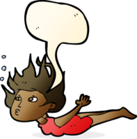 cartoon woman swimming underwater with speech bubble png