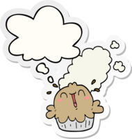 cute cartoon pie and thought bubble as a printed sticker png