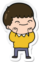 sticker of a cartoon happy boy png