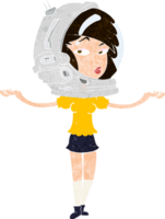 cartoon woman wearing space helmet png