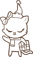 Christmas Cat Charcoal Drawing png