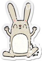 distressed sticker of a cartoon rabbit png