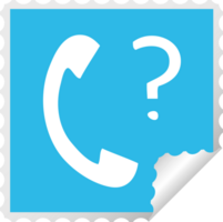 square peeling sticker cartoon telephone receiver with question mark png