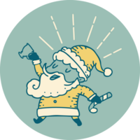 icon of tattoo style santa claus christmas character celebrating png