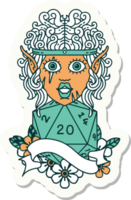 elf barbarian character face with natural twenty dice roll sticker png