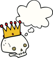 cartoon skull with crown and thought bubble png