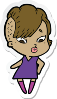 sticker of a cartoon surprised girl png