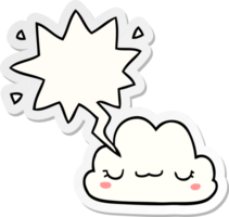 nuvem de desenho animado bonito e adesivo de bolha de fala png