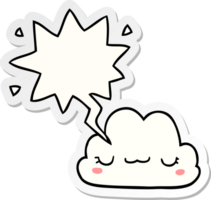 mignon dessin animé nuage et autocollant bulle png