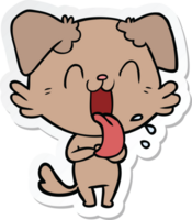 sticker of a cartoon panting dog png