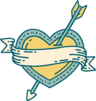 tattoo style icon of an arrow heart and banner png