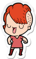 Aufkleber eines niedlichen Cartoon-Mädchens mit Hipster-Haarschnitt png