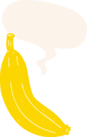 cartoon banana and speech bubble in retro style png