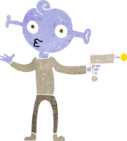 cartoon alien with ray gun png