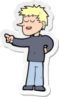 sticker of a cartoon man pointing png