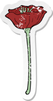 autocollant rétro en détresse d'un coquelicot de dessin animé png