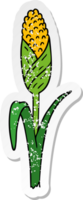 distressed sticker cartoon doodle of fresh corn on the cob png