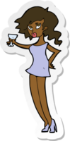 sticker of a cartoon woman at party png