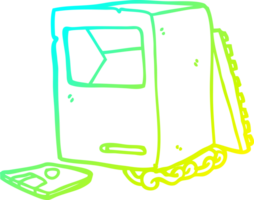 cold gradient line drawing cartoon broken old computer png