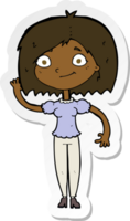 sticker of a cartoon woman waving png