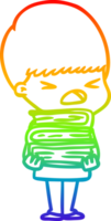 dibujo de línea de gradiente de arco iris hombre estresado de dibujos animados png